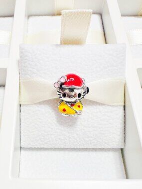 925 Sterling Silver Hello Kitty Fast Food Restaurant Charm Bead Fits Pandora
